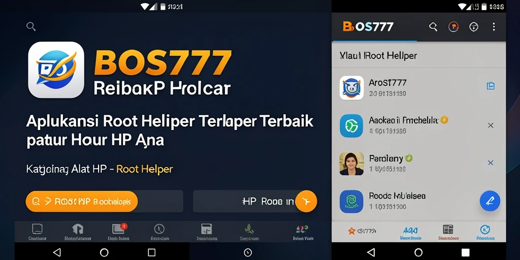 Tampilan antarmuka aplikasi BOS777 sebagai Root Helper.