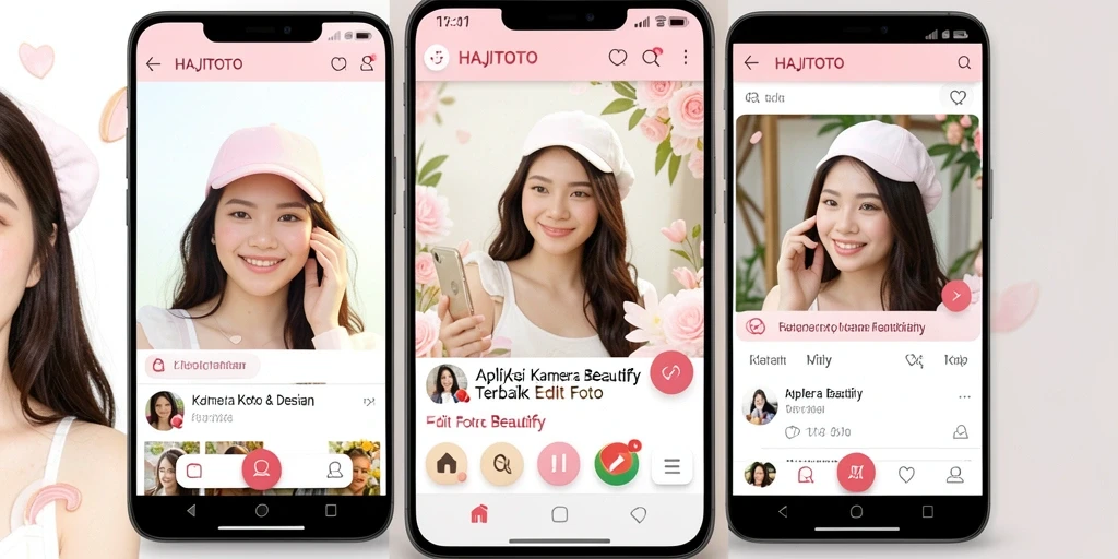 Tampilan antarmuka dan fitur utama HAJITOTO untuk Kamera Beautify.