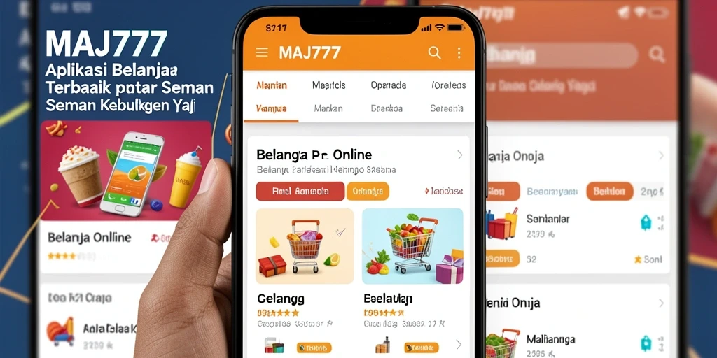 Tampilan antarmuka utama aplikasi MAJ777 untuk Belanja Online.