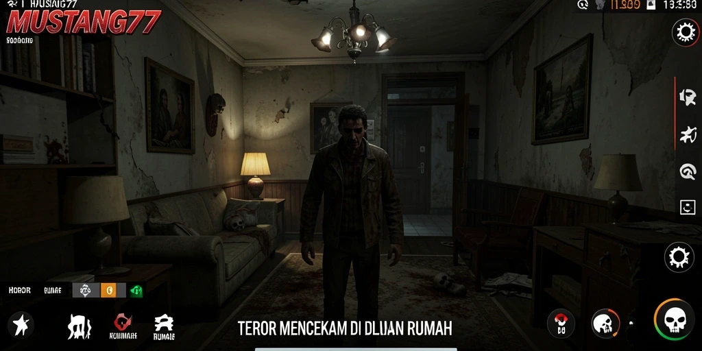 Screenshot menampilkan suasana menegangkan dalam permainan horor.