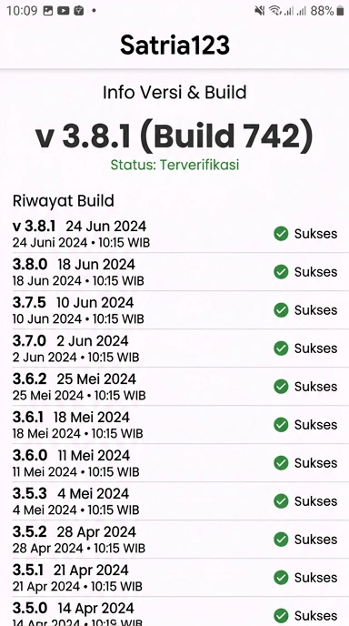 Riwayat Versi Aplikasi satria123 untuk Android